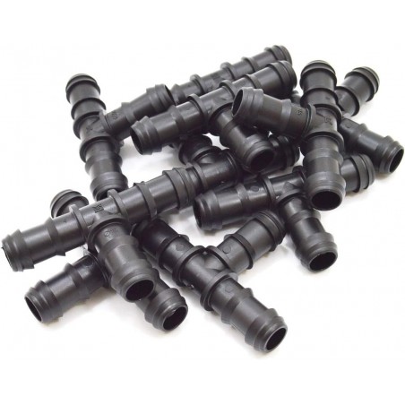 Set di 50 Te Irrigazione a goccia 16mm | Raccordo a T per tubi da 16 mm | Raccordo a T per tubo di irrigazione 16 mm nero