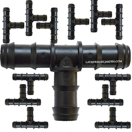Pack of 50 16mm Drip Tees | 16mm Pipe Connector Tee | 16mm Black Drip Tee for Irrigation Hose