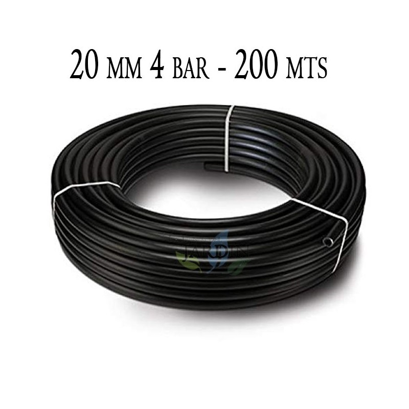 Tuyau d'arrosage PE 20mm 200m, 4 bar, polyéthylène agricole 20 mm noir