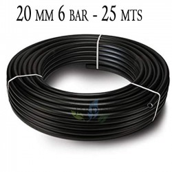 Tuyau d'arrosage PE 20mm 25m, 6 bar, polyéthylène agricole 20 mm noir