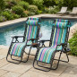 Pack 2 Tumbona Plegable Jardín Y Playa Rayado Azul | Silla Reclinable Exterior | Ligera Y Resistente Portátil
