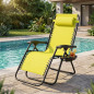 Tumbona Plegable Jardín Y Playa  Amarilla lisa | Silla Reclinable Exterior | Ligera Y Resistente Portátil