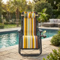 Pack 2 Tumbona Plegable Jardín Y Playa Rayado Amarillo | Silla Reclinable Exterior | Ligera Y Resistente Portátil