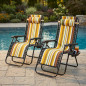 Chaise de camping pliable zéro gravité, pour le jardin et de plage, jaune rayé