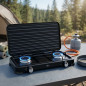 Réchaud à gaz 2 brûleurs avec couvercle | Cuisinière portable | Gaz butane et propane | Corps en acier inoxydable | Chaleur régl
