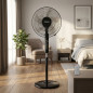 Ventilador De Pie 60W | 3 Velocidades Ajustables | Color Negro Elegante | Potente Flujo De Aire | Bajo Consumo Energia
