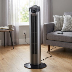 Ventilador de torre 50W con mando a distancia, negro