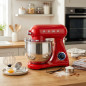 Orbital Mixer Kneter 1800W. Professioneller Food Processor 8L. 6 Geschwindigkeiten. Retro-Vintage-Design. Rote Farbe