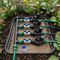 Sistema de irrigação automática de jardim de 4 zonas com controlador ELC401 e válvulas solenoides Rain Bird HV de 1" e 24 V