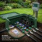 Sistema de irrigação automática de jardim de 4 zonas com controlador ELC401 e válvulas solenoides Rain Bird HV de 1" e 24 V