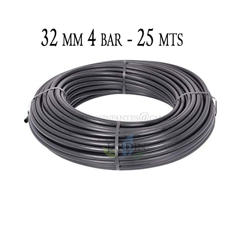 Tuyau d'arrosage PE 32mm 25m, 4 bar, polyéthylène agricole 32 mm noir