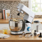 Robot Batteur Patisserie et hachoir à viande 1500W avec Fouet, Batteur, Crochet Bol d'Acier Inoxydable 7L, 6 Vitesses, gris, Rom