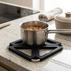 Deployable Silicone Trivet 16 x 16 cm - Black
