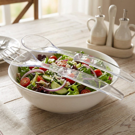 Forchetta e cucchiaio da insalata in acrilico - 30 cm