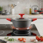 Casseruola da 28 cm con coperchio in vetro temperato e manici in silicone. Adatto all'induzione
