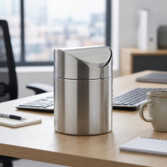 Poubelle de bureau en acier inoxydable [12 x 16 cm]