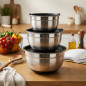 Conjunto de 3 tigelas de salada Romo em aço inoxidável, 16-20-24 cm