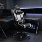 Sedia da Gaming Professionale Julieta. Colore Bianco e Nero. Inclinazione 180°, Altezza regolabile, Cuscino cervicale e lombare. Sedia da Gaming Professionale Julieta. Colore Bianco e Nero. Inclinazione 180°, Altezza regolabile, Cuscino cervicale e lombare.