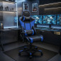 Sedia da Gaming Professionale Julieta. Colore Blu. Inclinazione 180°, Altezza regolabile, Cuscino cervicale e lombare.