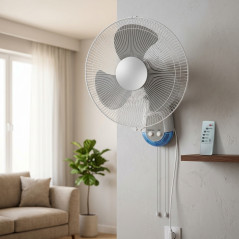  45W wall fan with remote control, 48x43x30 cm