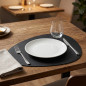 Nappe ovale en cuir noir grainé Lacor [45 x 35 cm]