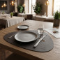 Anthracite leather oval placemat [45 x 35 cm]