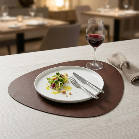  Brown leather oval placemat [45 x 35 cm]