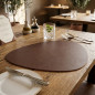 Brown leather oval placemat [45 x 35 cm]