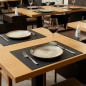 Rectangular placemat black grained leather 45 x 30 cm]
