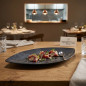 Leaf-shaped melamine platter with Lacor marble-style finish [53 x 33 cm]