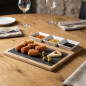 Tavolo in ardesia e bambù con ciotole per la presentazione del cibo [28 x 28 x 1.5 cm], Lacor