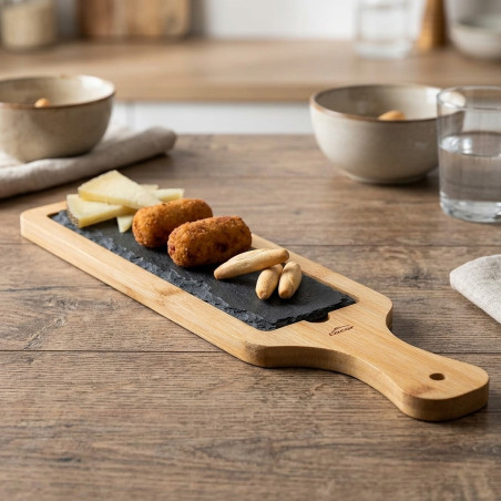  LACOR Bamboo and slate table for food presentation [40 x 10 x 1.5 cm]
