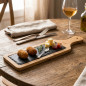 Tabla Bambú Y Pizarra Lacor 40x10 Cm | Presentación Elegante De Comida | Diseño Natural Y Versátil Para Mesa