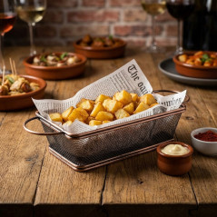  LACOR Rectangular bronze basket with handles made of stainless steel [21 x 11 x 6 cm]