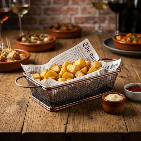  LACOR Rectangular bronze basket with handles made of stainless steel [21 x 11 x 6 cm]