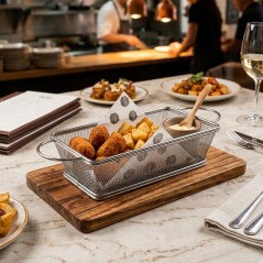 Panier à frites rectangulaire avec poignées, en acier inoxydable [21 x 11 x 6 cm], Lacor