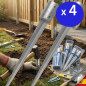 Pack 4 Soporte Poste de Madera Ø 10cm/90cm | Piqueta Acero Galvanizado redonda | Clavar Anclajes Base Poste para Enterrar