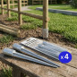 Lot de 4 supports de poteau en bois Ø 10 cm/90 cm | Piquet rond en acier galvanisé | Ancrages à enfoncer pour la fixation des ba