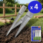 Pack 4 Soporte Poste de Madera 7x7x65 cm | Piqueta Acero Galvanizado cuadrado | Clavar Anclajes Base Poste para Enterrar