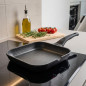 Sartén Parrilla 28x28 cm Lacor | Asador Liso Eco Piedra | Antiadherente Negro | Cocina Saludable Sin Aceite