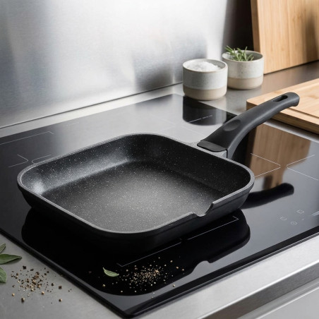 LACOR Grillpfanne - Smooth Eco Stone Grill - Schwarz [24 x 24 cm]