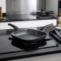 Sartén Parrilla 24x24 cm Lacor | Asador Liso Eco Piedra | Antiadherente Negro | Cocina Saludable Sin Aceite