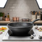Lacor 28cm Aluminum Wok | Professional Cooking Pan, Compatible with Induction and Gas Hobs | Non-Stick Wok