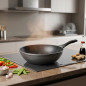 Lacor 28cm Aluminum Wok | Professional Cooking Pan, Compatible with Induction and Gas Hobs | Non-Stick Wok