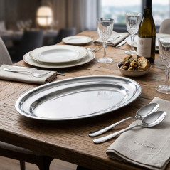 Bandeja para Servir, 50 x 31 cm | Bandeja Oval em Aço Inox Lacor | Para Servir, Decorar e Apresentar Alimentos