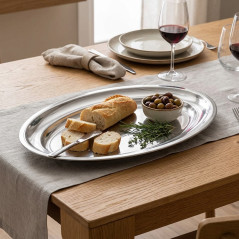  LACOR Oval Platter in Stainless Steel, Silver [45 x 29 cm]