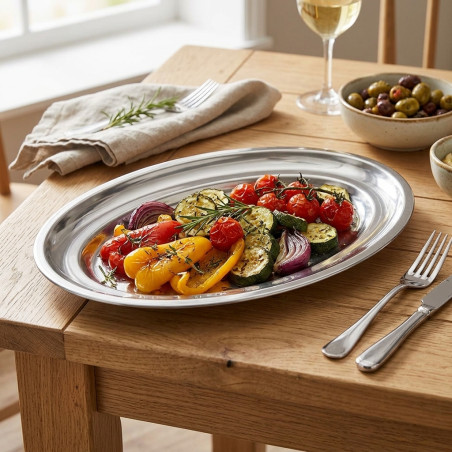  LACOR Oval Platter in Stainless Steel, Silver [30 x 20 cm]