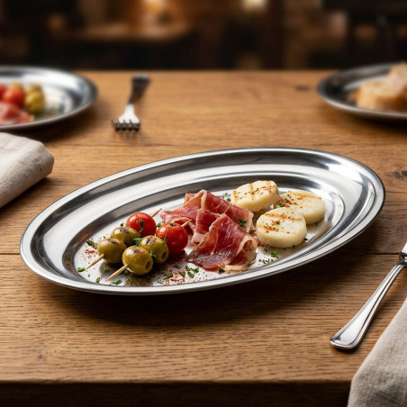  LACOR Oval Platter in Stainless Steel, Silver [25 x 17 cm]