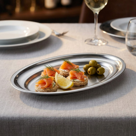  LACOR Oval Platter in Stainless Steel, Silver [20 x 13 cm]
