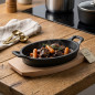 Casserole Poêle Ovale M/Bois traitée aelter 23 x 12 x 6 cm, Fonte, noir